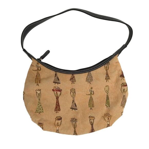 Vintage Y2K Tan Tribal Print Western Bohemian Shoulder Bag Small Casual Purse - Picture 4 of 7